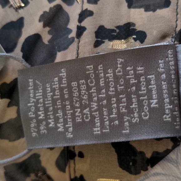 VINCE CAMUTO Leopard Print Sheer Metallic Gold Wrap Kimono Top One Size NEW - Picture 10 of 11